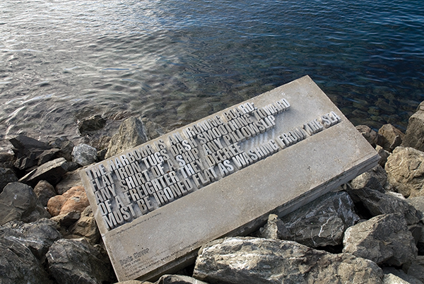 Denis Glover typographic sculpture, Wellington Writers Walk